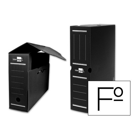 Caja archivo definitivo plastico liderpapel negro 360x260x100 mm (Pack de 5 uds.)