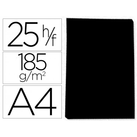 Cartulina guarro negra -50x65 cm -185 gr (Pack de 25 uds.)