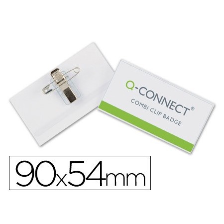 Identificador con pinza e imperdible q-connect kf01567 54x90 mm (Pack de 50 uds.)