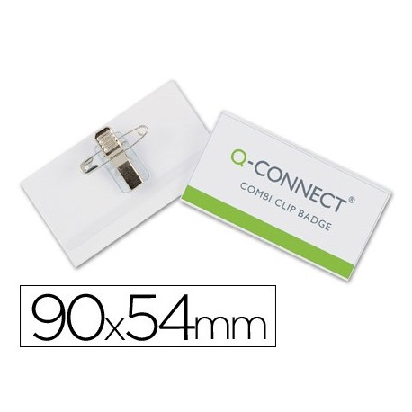 Identificador con pinza e imperdible q-connect kf01567 54x90 mm (Pack de 50 uds.)
