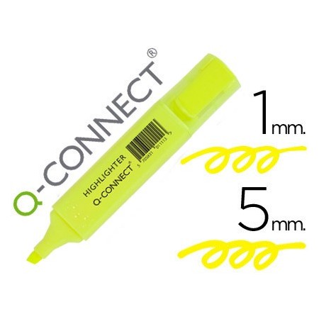 Rotulador q-connect fluorescente amarillo punta biselada (Pack de 10 uds.)
