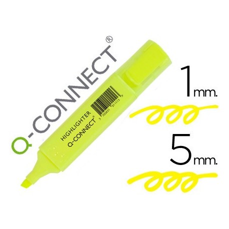 Rotulador q-connect fluorescente amarillo punta biselada (Pack de 10 uds.)