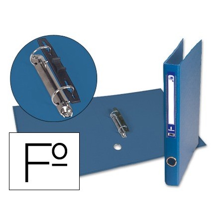 Carpeta de 2 anillas 25mm mixt as liderpapel folio forrado papercoat con ollao y tarjetero compresor plastico azul