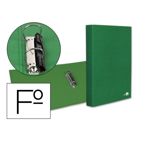 Carpeta de 2 anillas 25mm mixtas liderpapel folio carton forrado paper coat compresor plastico verde