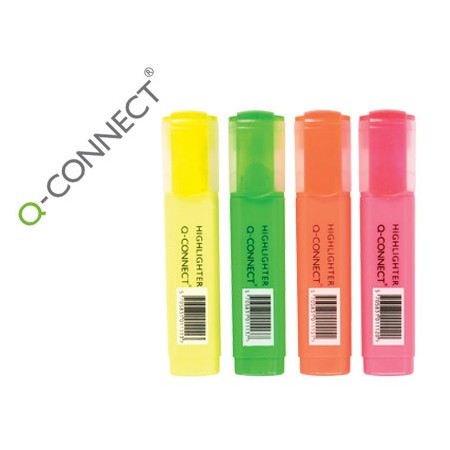 Rotulador q-connect fluorescente surtido -bolsa de 4 rotuladores
