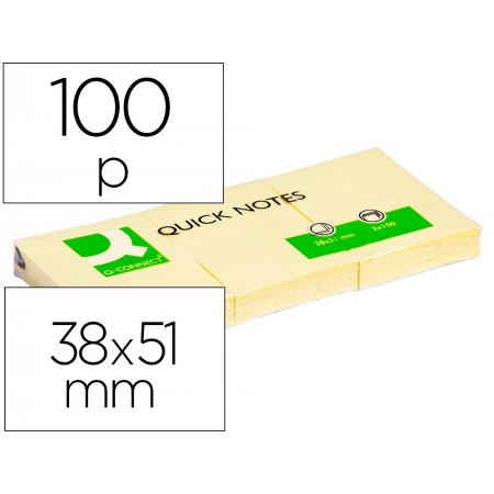 Bloc de notas adhesivas quita y pon q-connect 38x51 mm con 100 hojas (Pack de 12 uds.)