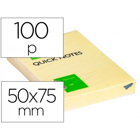 Bloc de notas adhesivas quita y pon q-connect 50x75 mm con 100 hojas (Pack de 12 uds.)