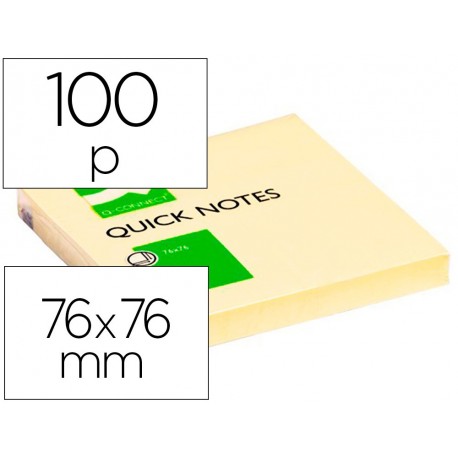 Bloc de notas adhesivas quita y pon q-connect 76x76 mm con 100 hojas (Pack de 12 uds.)