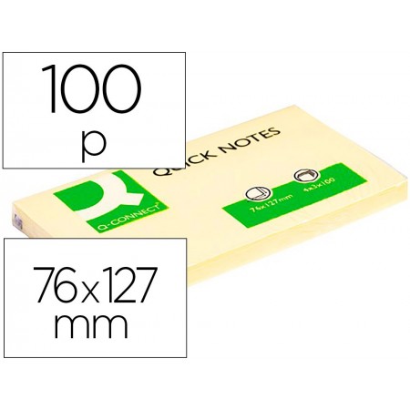 Bloc de notas adhesivas quita y pon q-connect 75x125 mm con 100 hojas (Pack de 12 uds.)