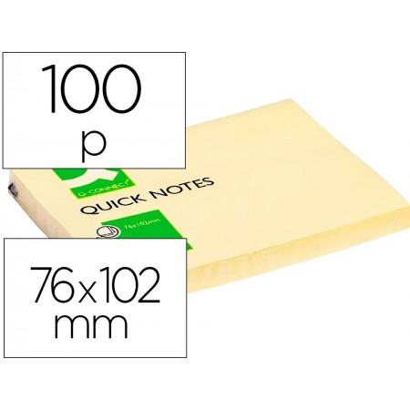 Bloc de notas adhesivas quita y pon q-connect 75x100 mm con 100 hojas (Pack de 12 uds.)