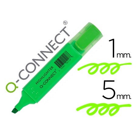 Rotulador q-connect fluorescente verde punta biselada (Pack de 10 uds.)