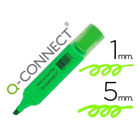 Rotulador q-connect fluorescente verde punta biselada (Pack de 10 uds.)