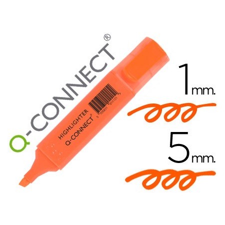 Rotulador q-connect fluorescente naranja punta biselada (Pack de 10 uds.)