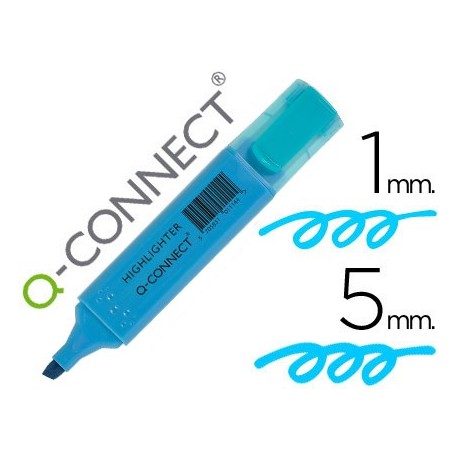 Rotulador q-connect fluorescente azul punta biselada (Pack de 10 uds.)
