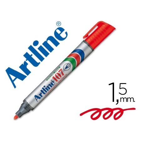 Rotulador artline marcador permanente 107 rojo -punta redonda (Pack de 12 uds.)