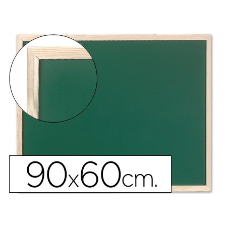 Pizarra verde q-connect marco de madera 90x60 sin repisa