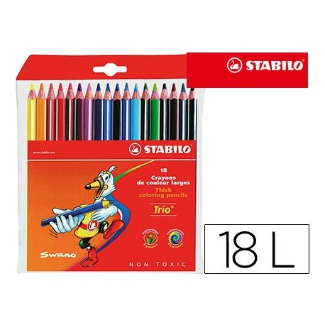 Lapices de colores stabilo trio caja de 18 colores