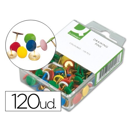 Chinchetas q-connect colores surtidos -caja de 120 unidades