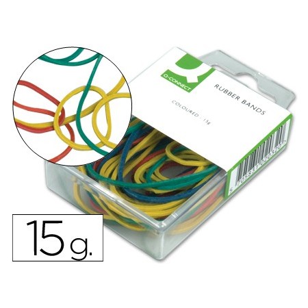 Gomillas elasticas colores q-connect caja de 15 gr