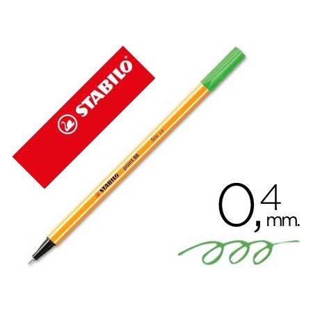 Rotulador stabilo punta de fibra point 88 verde 0,4 mm (Pack de 10 uds.)