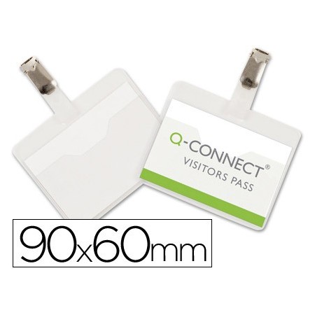 Identificador con pinza q-connect kf01560 60x90 mm con apertura superior (Pack de 25 uds.)
