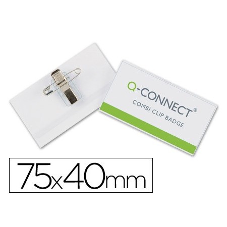 Identificador q-connect con pinza e imperdible kf01568 40x75 mm (Pack de 50 uds.)
