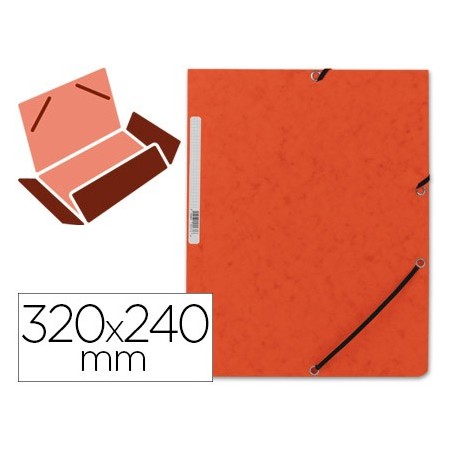 Carpeta q-connect gomas kf02170 carton simil-prespan solapas 320x243 mm naranja (Pack de 10 uds.)