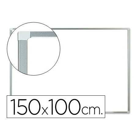Pizarra blanca q-connect laminada marco de aluminio 150x100 cm