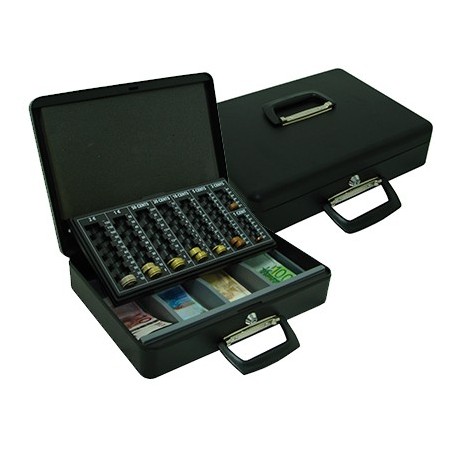 Caja caudales q-connect 14,5" 370x290x110 mm con portamonedas y bandeja para billetes