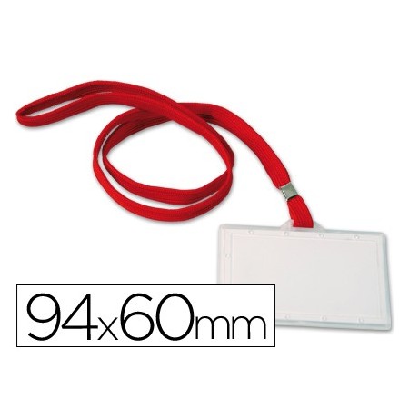 Identificador q-connect kf03303 con cordon plano rojo y apertura lateral 94x60 mm