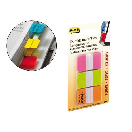 Banderitas separadoras rigidas dispensador 3 colores post-it index 686-pgo medianos22 banderitas por color