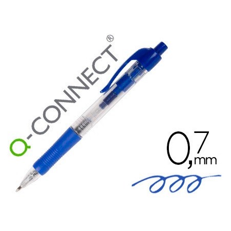 Boligrafo q-connect azul retractil -con sujecion de caucho (Pack de 10 uds.)