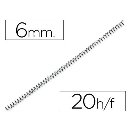 Espiral metalico yosan negro paso 64 5:1 6 mm calibre 1,00 mm (Pack de 200 uds.)