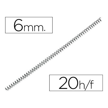 Espiral metalico yosan negro paso 64 5:1 6 mm calibre 1,00 mm (Pack de 200 uds.)