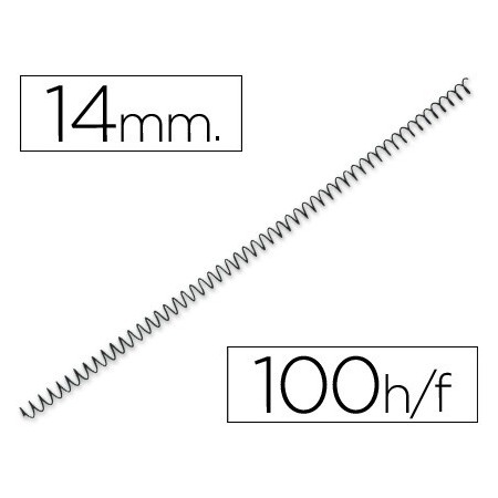 Espiral metalico yosan negro paso 64 5:1 14 mm calibre 1,00 mm (Pack de 100 uds.)