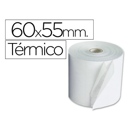 Rollo sumadora termico 60 mm ancho x 55 mm diametro sin bisfenol a (Pack de 10 uds.)