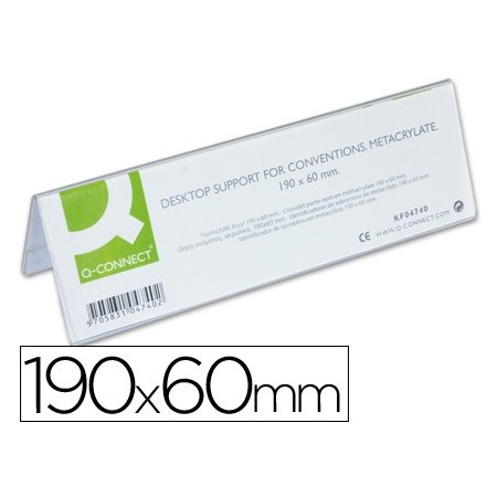 Identificadores sobremesa q-connect metacrilato tamaño 190x60 mm ref.5727