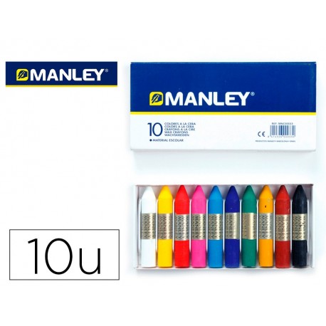 Lapices cera manley caja de 10 colores ref.110