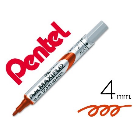 Rotulador maxiflo pentel para pizarra blanca color rojo (Pack de 12 uds.)