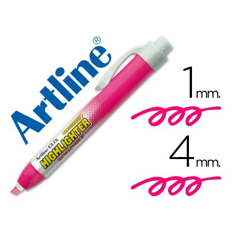 Rotulador artline clix fluorescente ek-63 rosa punta biselada 4.00 mm (Pack de 12 uds.)