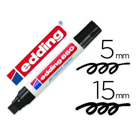 Rotulador edding marcador permanente 850 negro punta biselada 5-15 mm recargable (Pack de 5 uds.)