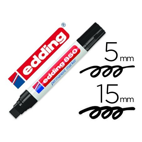 Rotulador edding marcador permanente 850 negro punta biselada 5-15 mm recargable (Pack de 5 uds.)