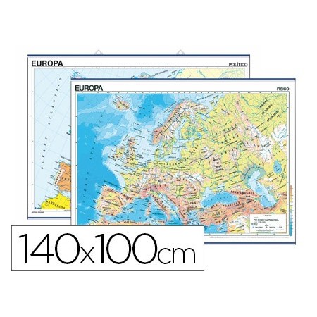 Mapa mural europa fisico/politico 140x100 cm