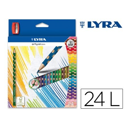 Lapices de colores lyra groove slim triangular minas de 3,3 mm caja de 24 colores + sacapuntas