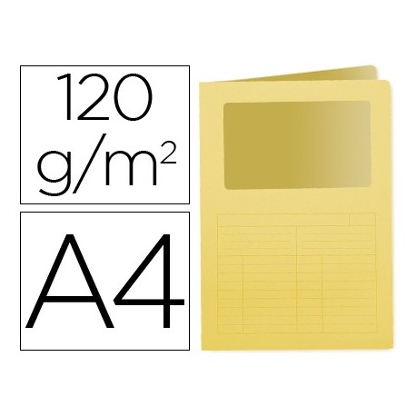 Subcarpeta cartulina q-connect din a4 amarilla con ventana transparente 120 gr (Pack de 50 uds.)