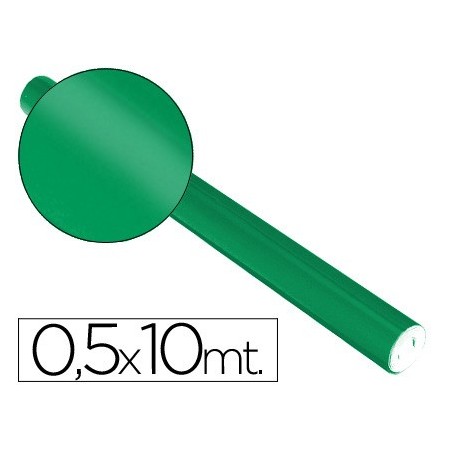 Papel metalizado verde rollo continuo de 0,5 x 10 mt