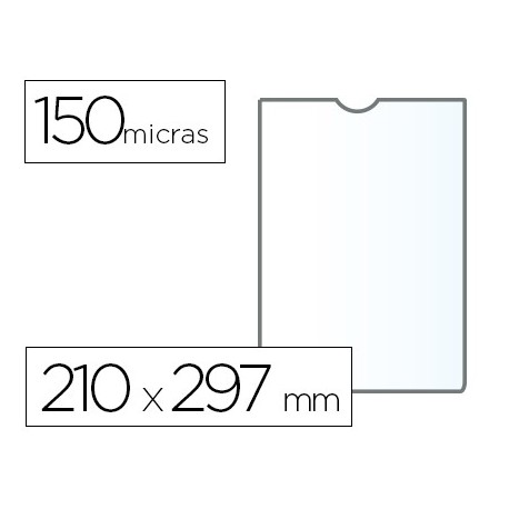 Funda portadocumento q-connect din a4 150 micras pvc transparente 210x297 mm (Pack de 25 uds.)