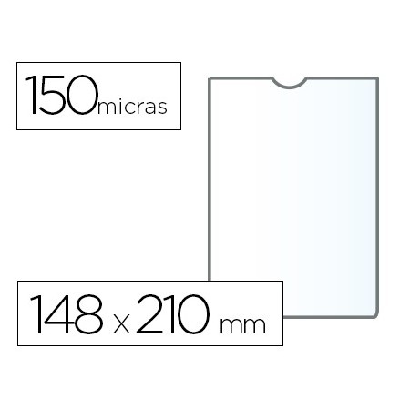 Funda portadocumento q-connect din a5 150 micras pvc transparente con uñero 148x210 mm (Pack de 25 uds.)