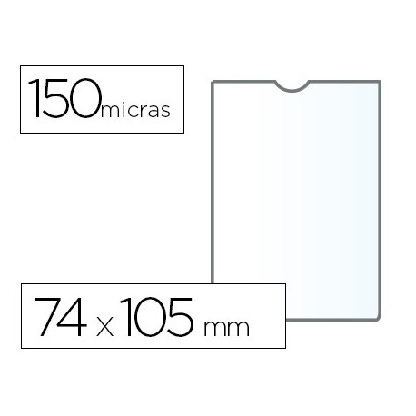 Funda portadocumento q-connect din a7 150 micras pvc transparente con uñero 74x105 mm (Pack de 25 uds.)