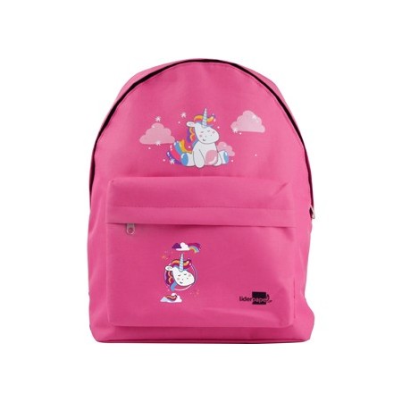 Cartera escolar liderpapel mochila unicornio color rosa 380x280x120mm